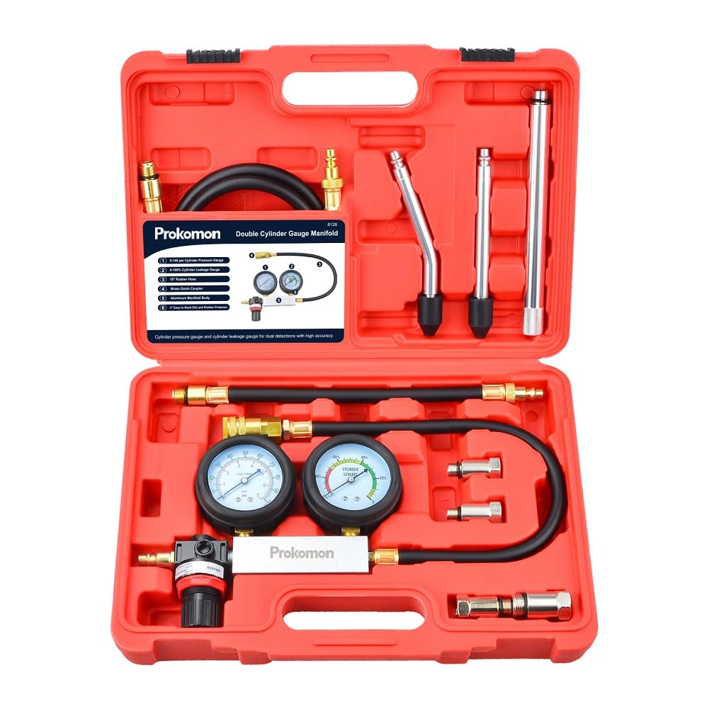 Prokomon Engine Cylinder Leak Down Tester Kit for Gasoline Engines