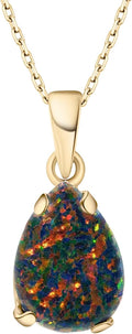 14K Gold Plated Gemstone Teardrop Necklace for Women - Dainty Everyday