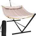 55 in Large Double Hammock with Stand - Quilted Outdoor Comfort