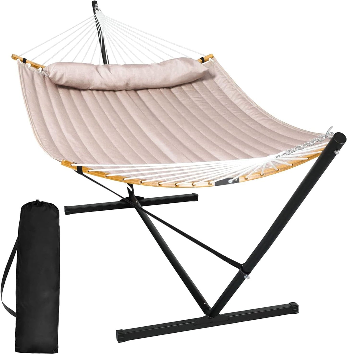 SUNCREAT 55 Inch Large Double Hammock with Stand for Comfort