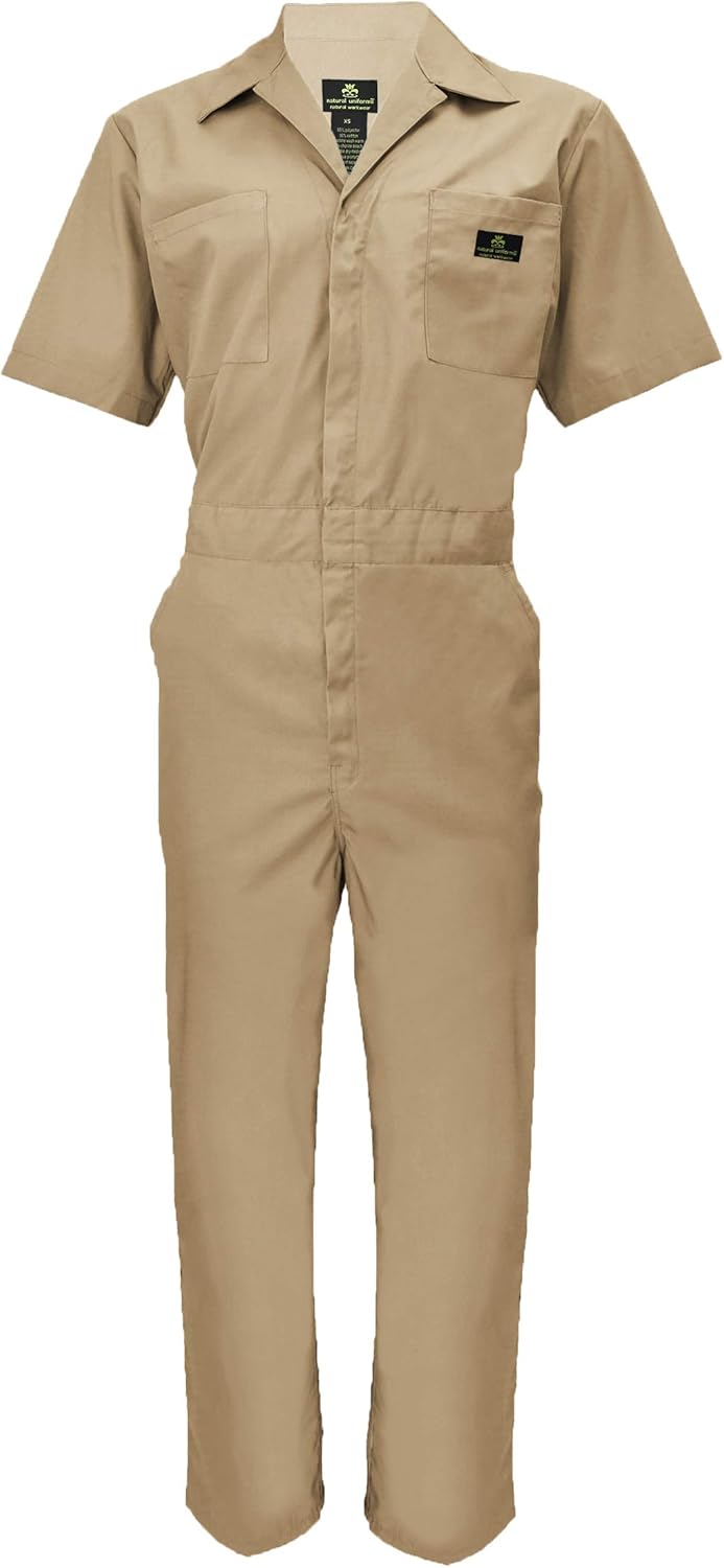 Natural Uniforms Mens Short Sleeve Zip Up Coverall for Comfort