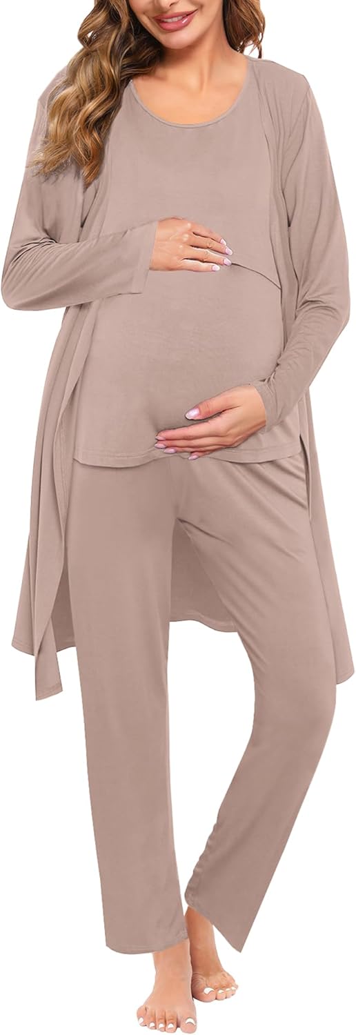 SWOMOG Maternity Nursing Robe Set for Comfortable Breastfeeding