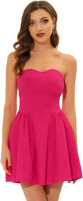 Allegra K Strapless Party Dress Sweetheart Neck - Flattering Fit