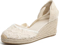 U-lite Womens Espadrille Wedge Sandals Closed Toe Platform Lace Up