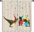 Christmas Dinosaur Blackout Curtains for Kids Room - Cute 3D Dino