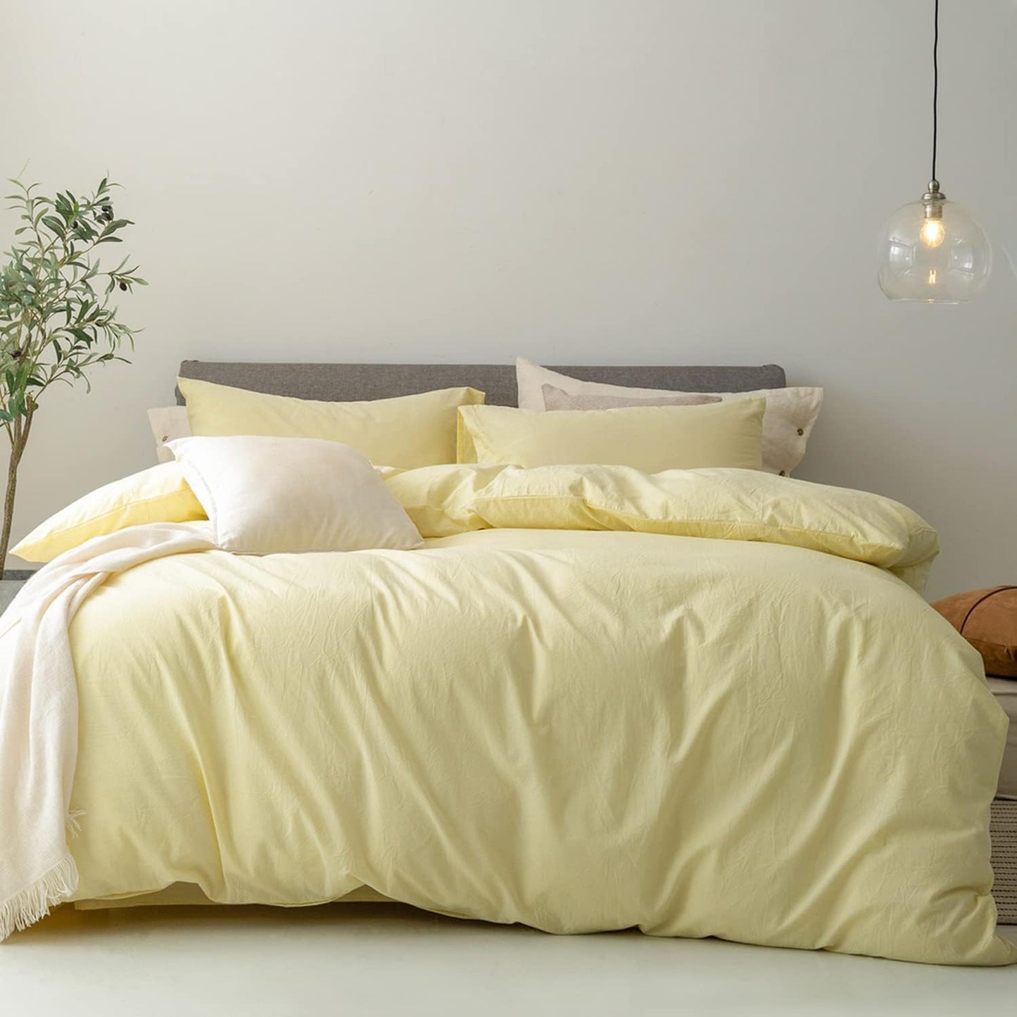 FOSSA Duvet Cover Set 100% Washed Cotton for Cozy Comfort