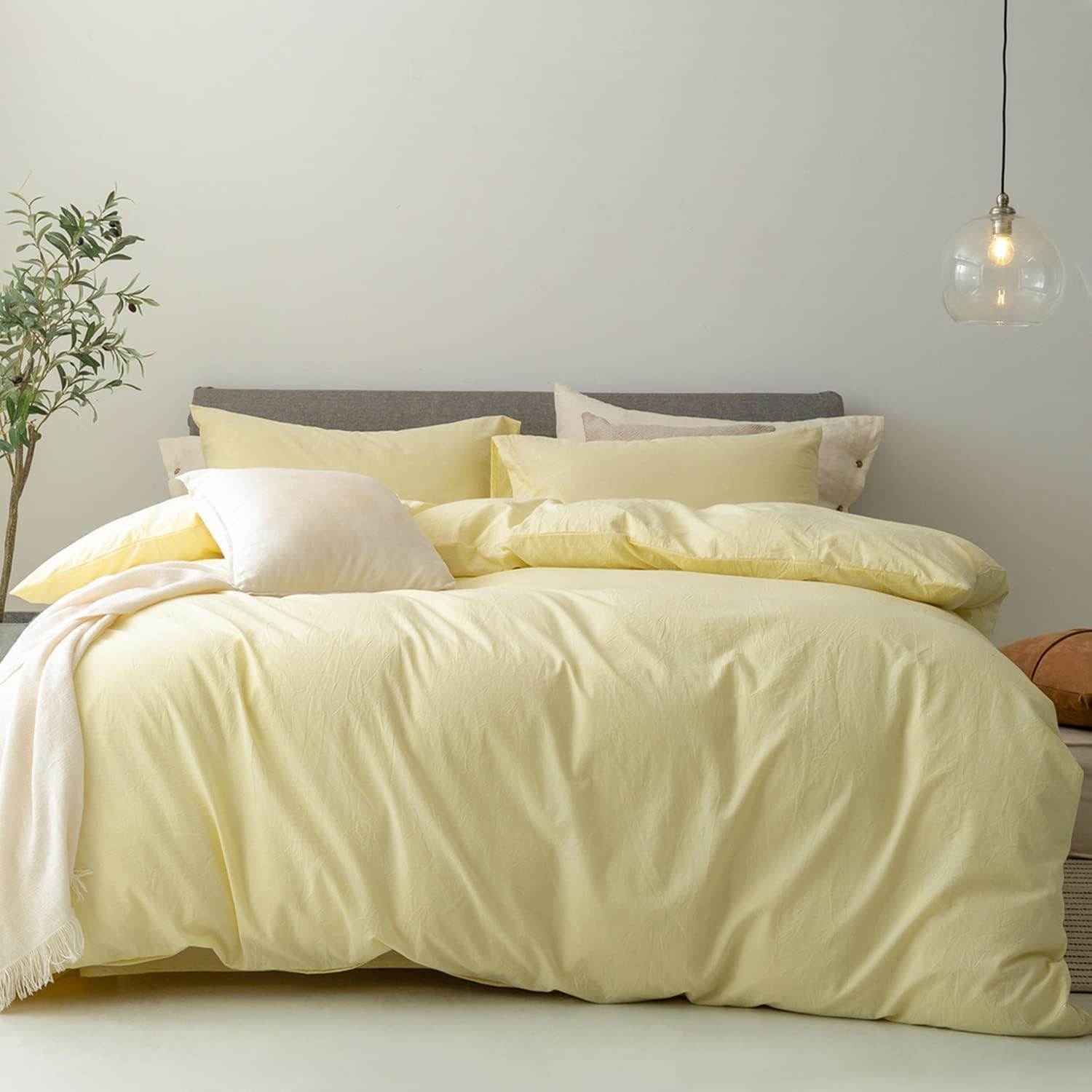 FOSSA Duvet Cover Set 100% Washed Cotton for Cozy Comfort