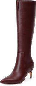 Knee High Boots Women Tall Boots Pointed Toe Kitten Heel - Sleek