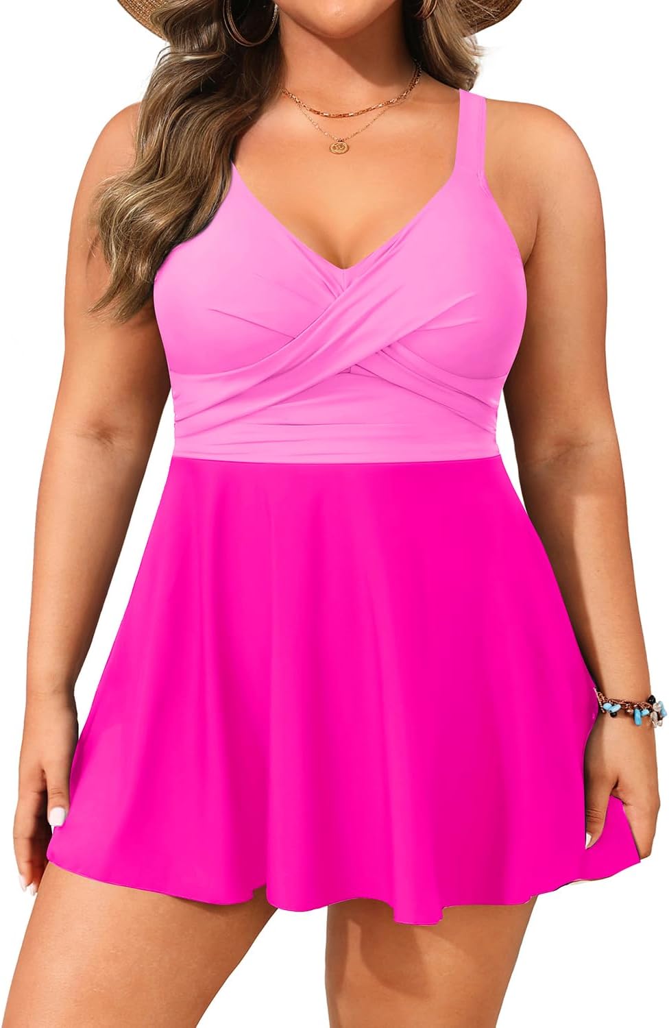 Aqua Eve Plus Size Swim Dress - Stylish Two Piece Tankini Set