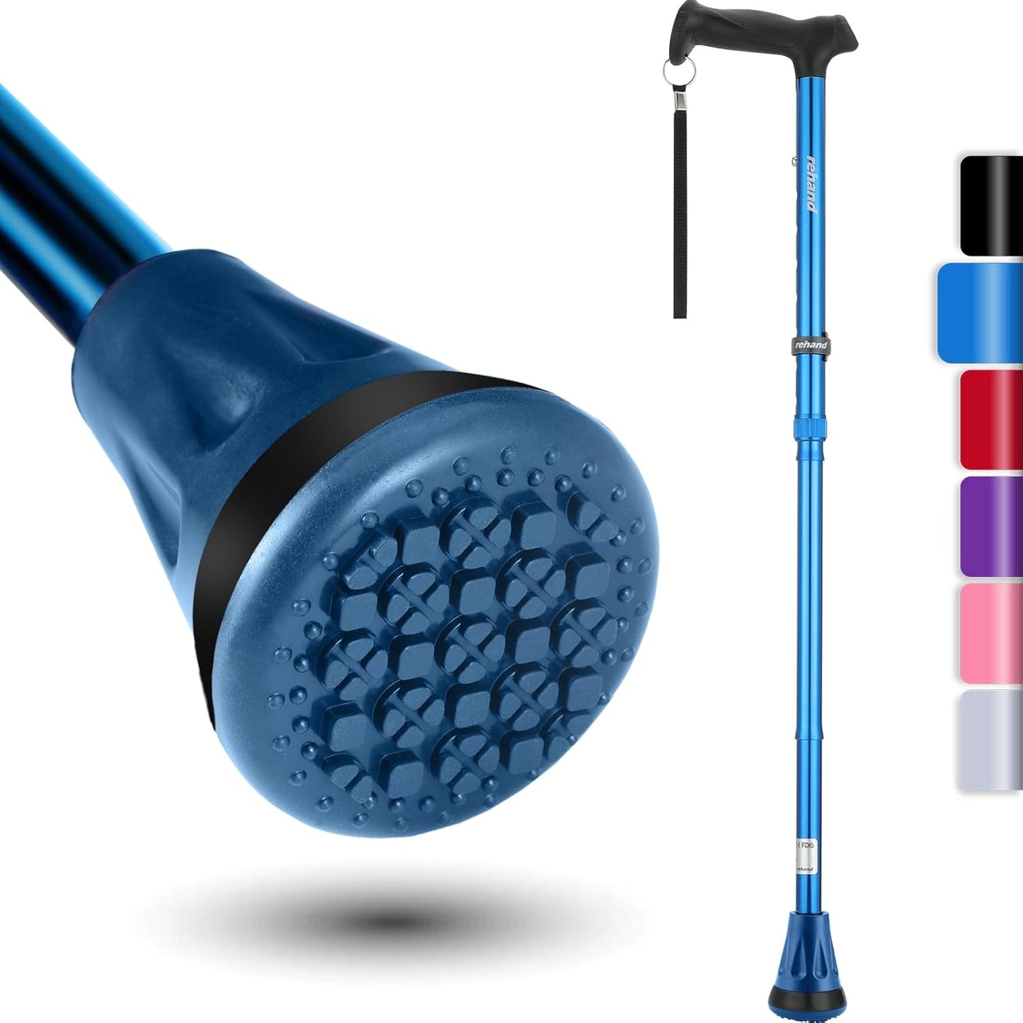 REHAND Adjustable Walking Cane - Foldable & Heavy Duty Design