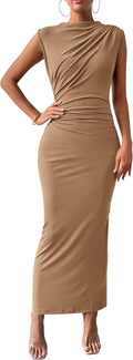 Bodycon Ruched Maxi Dress for Women - Flattering Summer Fit