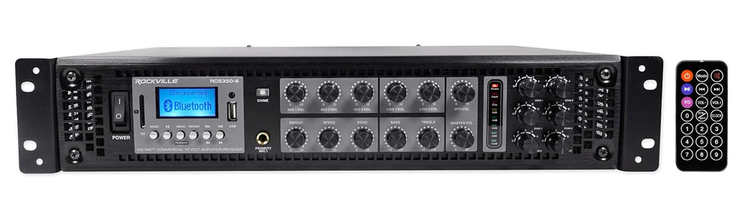 Rockville RCS350-6 350W 6 Zone Amplifier for Restaurants and Offices