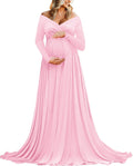 Maternity Off Shoulder Half Circle Gown for Baby Shower Photos - Floor