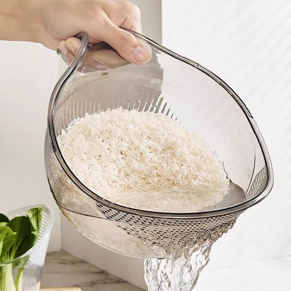 Portable Rice Washer Strainer Bowl - Filter Basket with Handle