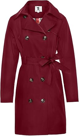 SaphiRose Women's Water-Resistant Trench Coat with Removable Hood