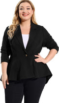 Plus Size Blazer Notch Peplum - Flattering Workwear Blazer