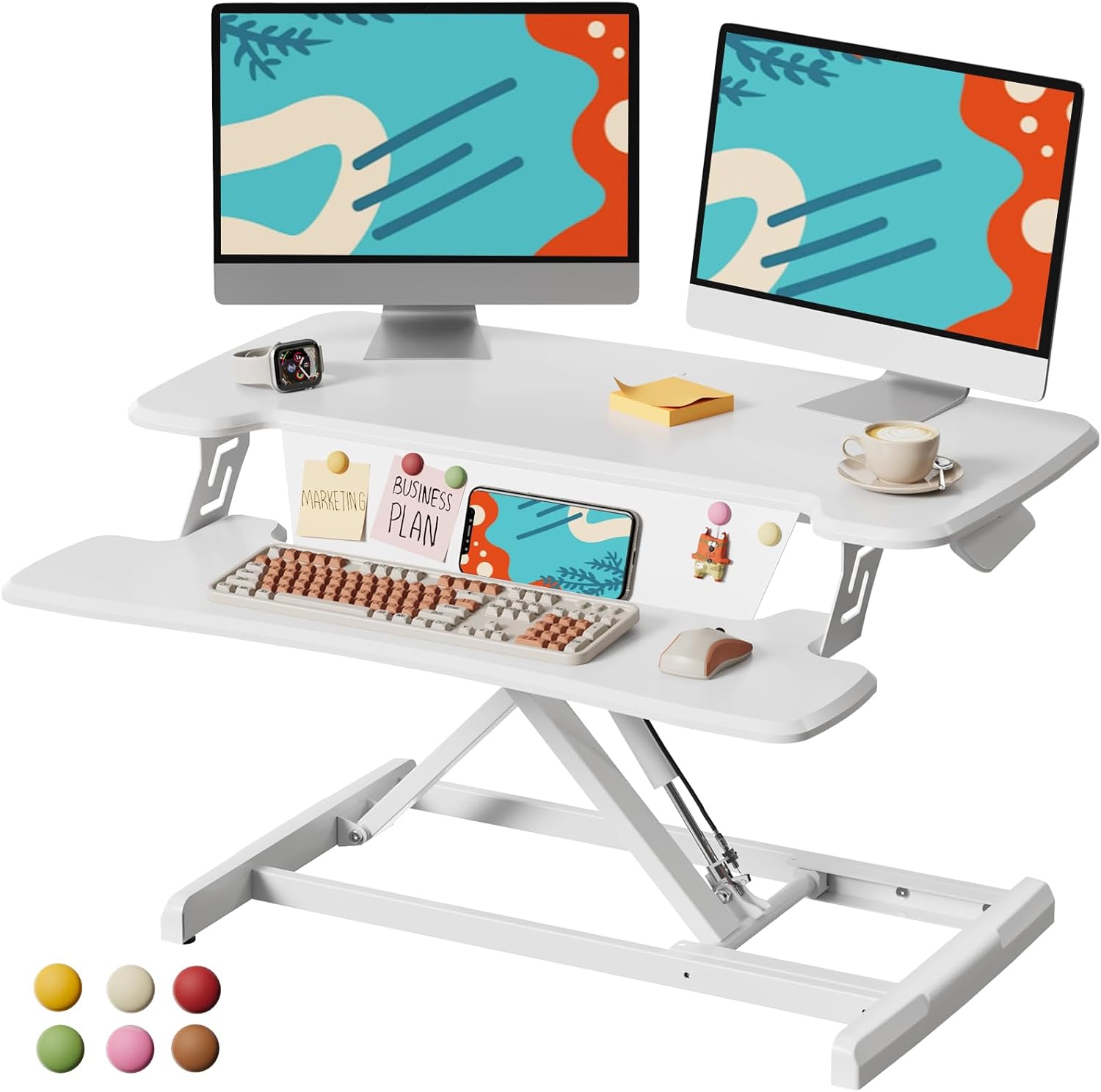 Height Adjustable Standing Desk Converter with Keyboard Tray - Boost Productivity!