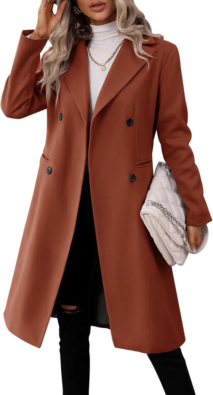 Danedvi Womens Long Double Breasted Pea Coat for Winter Style