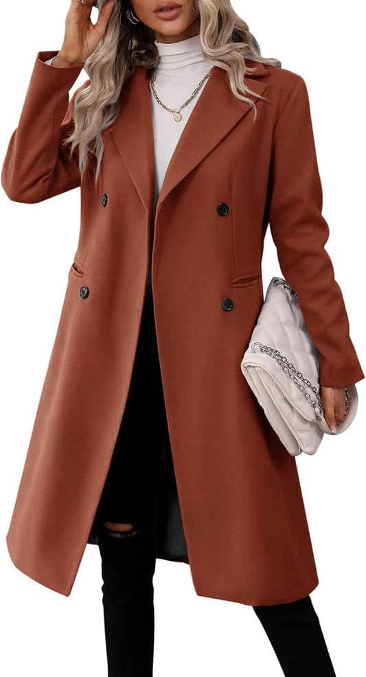 Danedvi Womens Long Double Breasted Coats for Chic Winter Style