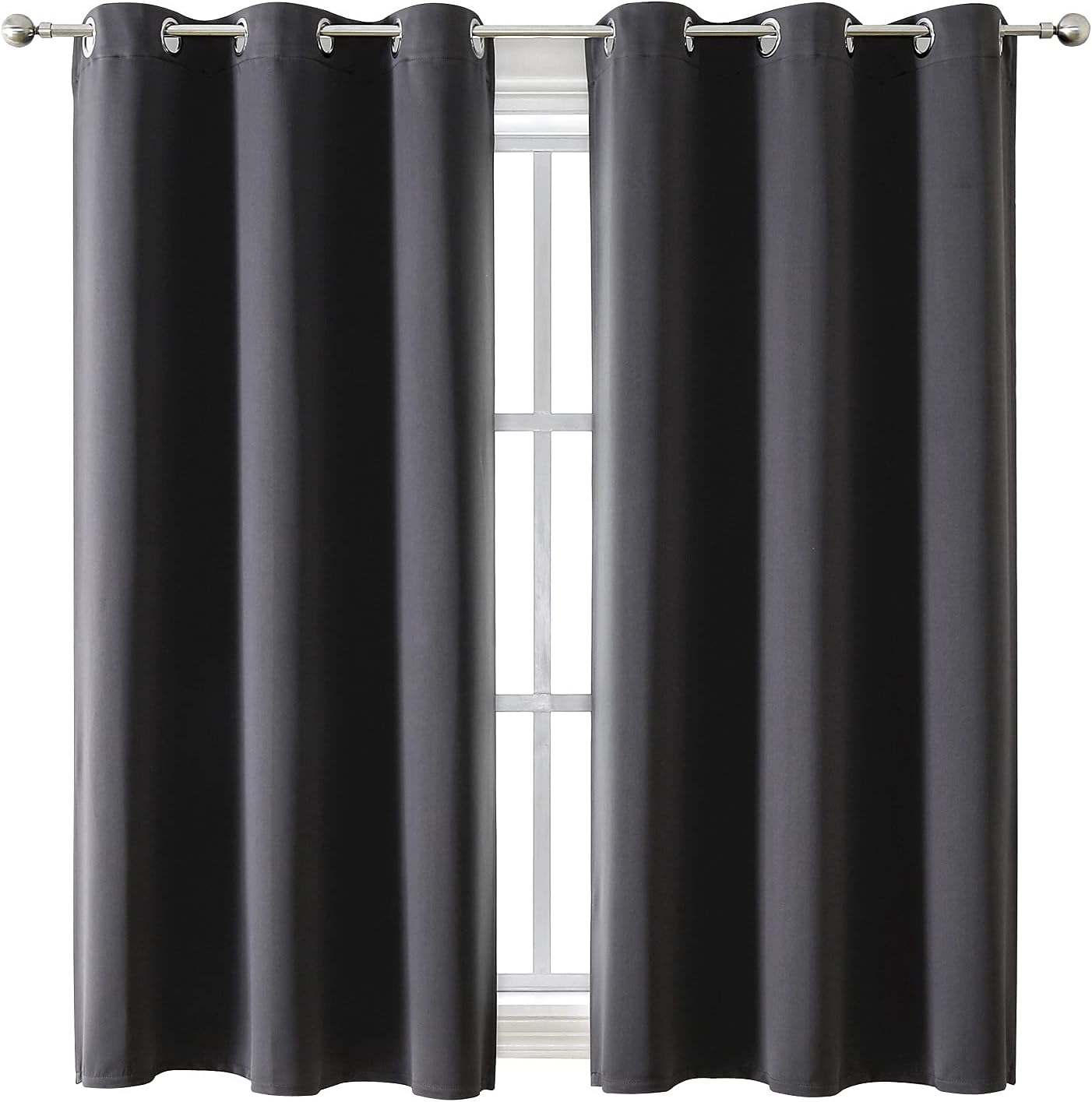Dark Grey Blackout Curtains - Thermal Insulated, 2 Panels 42x63
