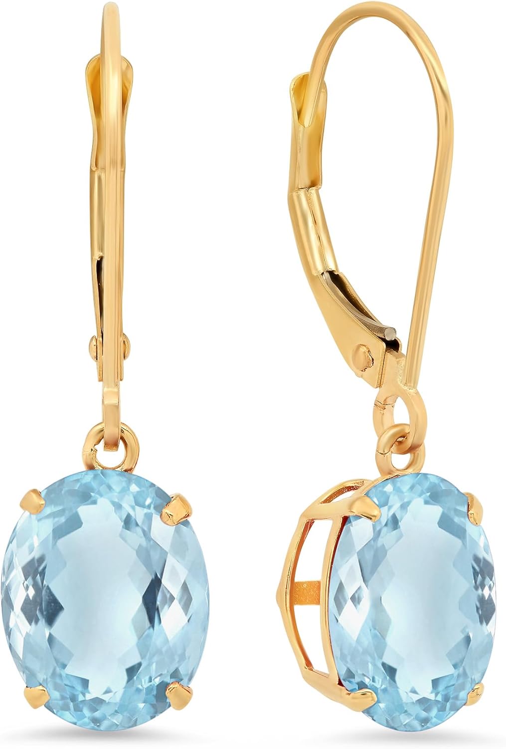 14K White Gold Oval Gemstone Dangle Leverback Earrings Review