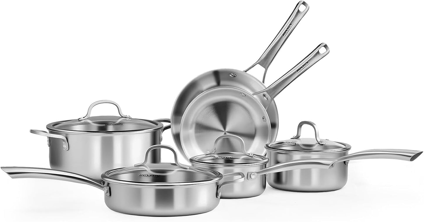 ROVSUN 10-Pcs Stainless Steel Cookware Set for Every Kitchen