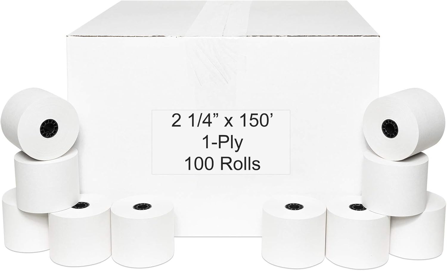 Adding Machine Rolls, 2.25 Inch x 150 Bond Rolls, Pack of 100