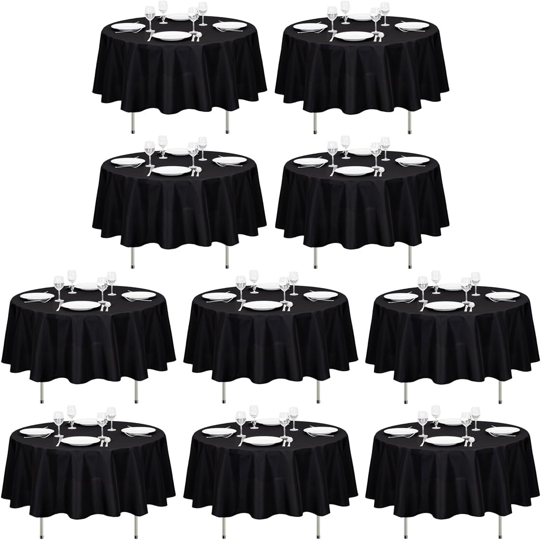 90 Inch Round Tablecloths - Wrinkle Resistant Black Table Covers