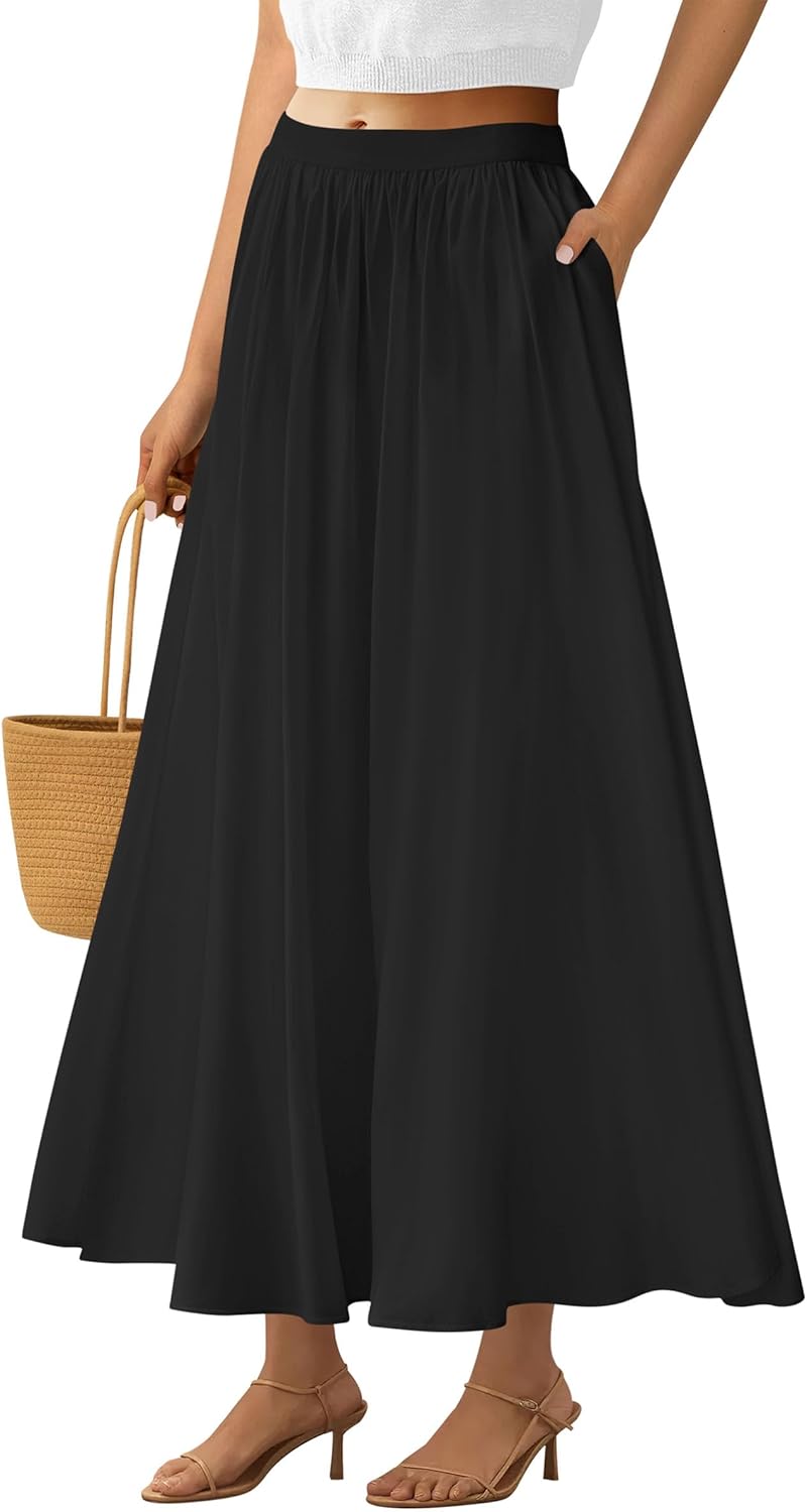 PRETTYGARDEN Women's Maxi Skirts with Pockets for Summer Fun