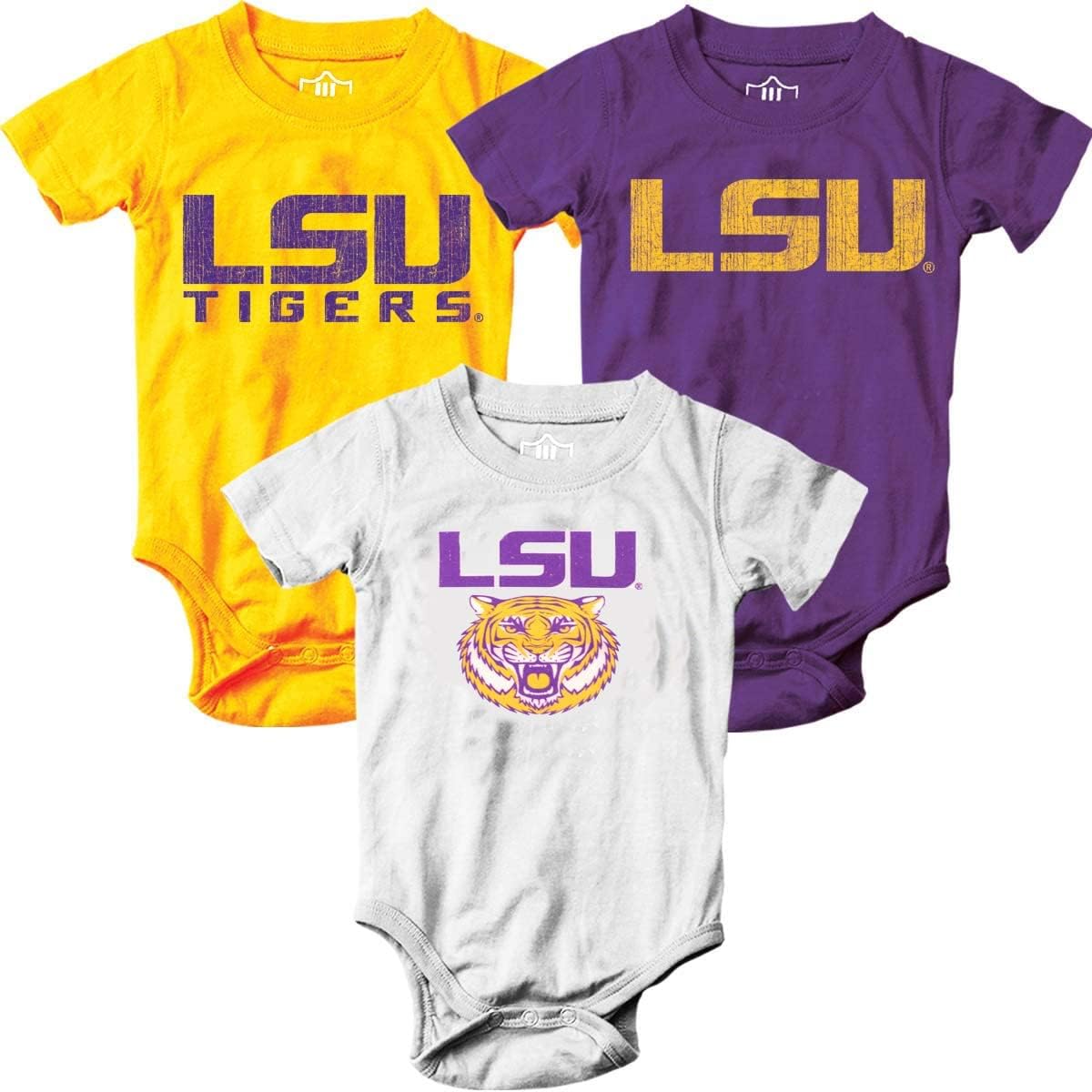Wes and Willy Baby College Team Cotton Rompers - 3 Pack Set