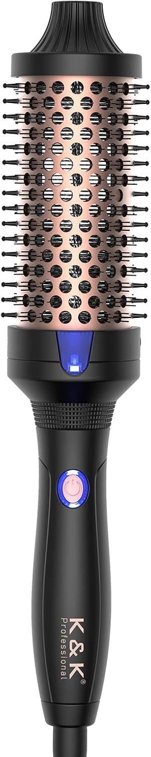 K&K Heated Curling Brush for Volumizing Loose Curls - Black
