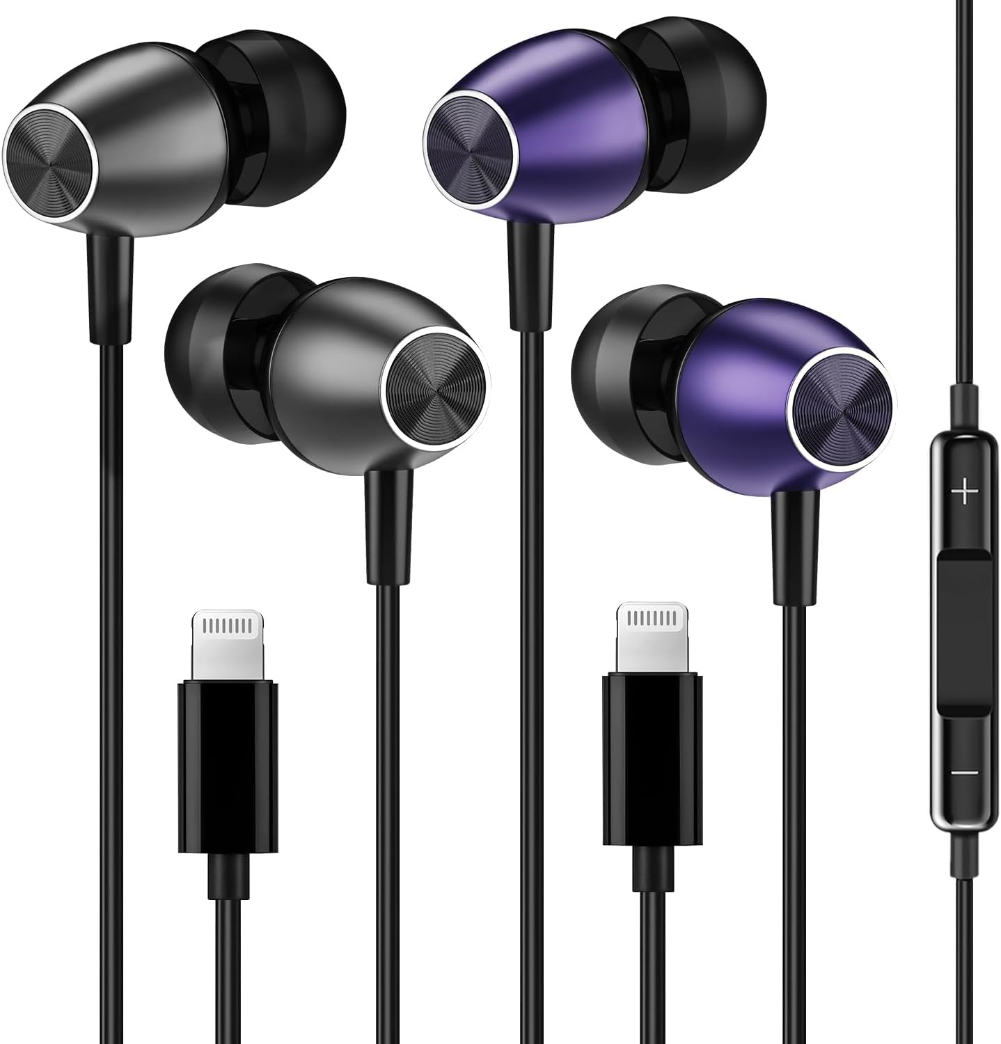 Certified Lightning Headphones w/ Mic & Volume Control - Keyron