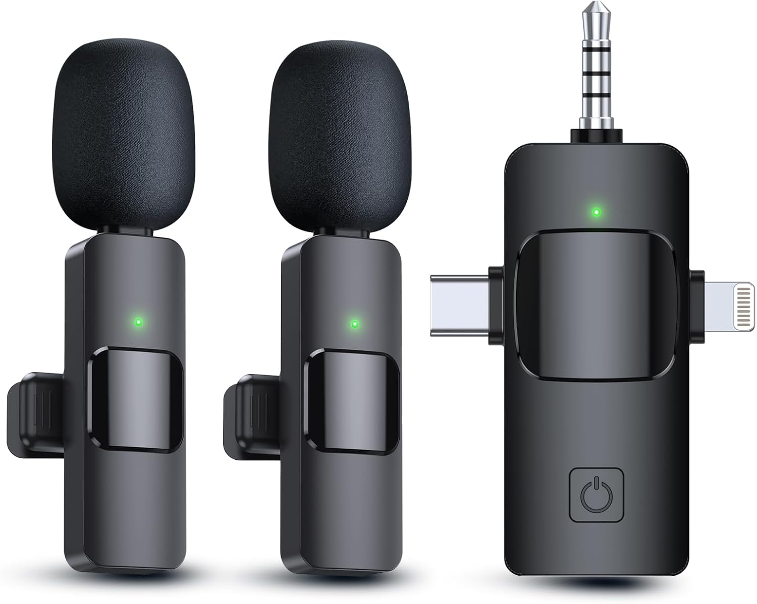 PQRQP 3-in-1 Wireless Lavalier Mic - Noise Reduction, 7-Hour Battery