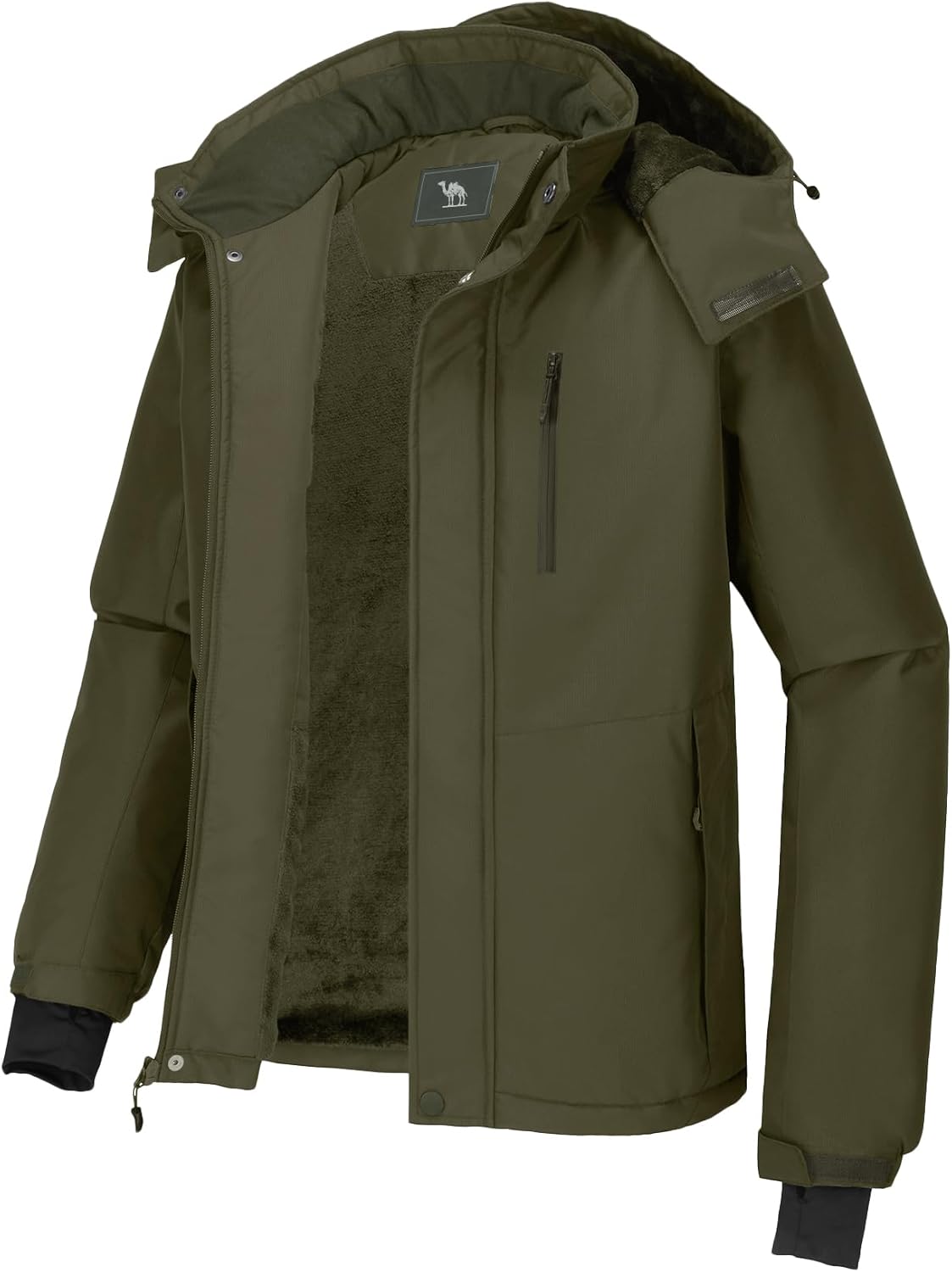 Men's Mountain Snow Waterproof Ski Jacket with Detachable Hood
