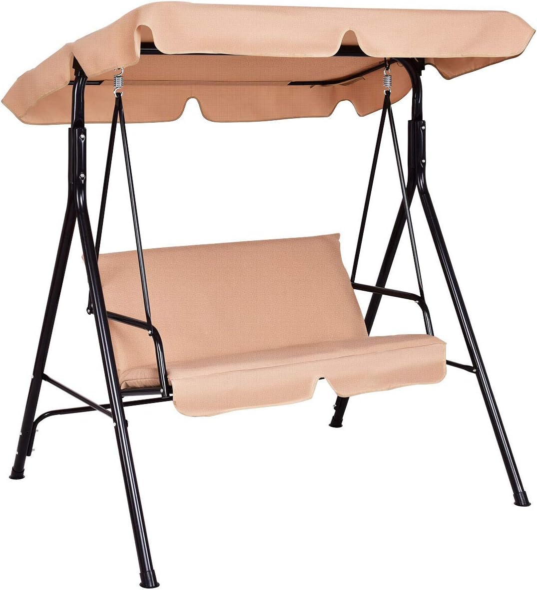 Tangkula 2 Person Porch Swing with Adjustable Canopy for Outdoors