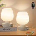 Set of 2 Modern USB-C&A Bedside Lamps - 3-Way Dimmable LED