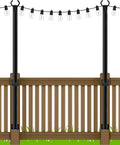 5Ft String Light Poles 2 Pack - Outdoor Fence Brackets for Hanging