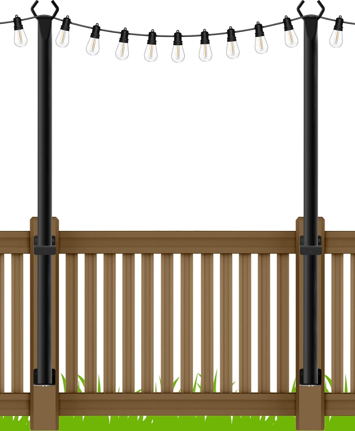 5Ft String Light Poles for Outdoor Lights - 2 Pack Metal Stands