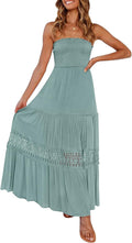 ZESICA Bohemian Strapless Off Shoulder Lace Trim Backless (Style N9GJ)
