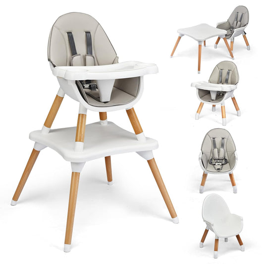 HONEY JOY 5-in-1 Convertible High Chair - Safety & Style in Gray