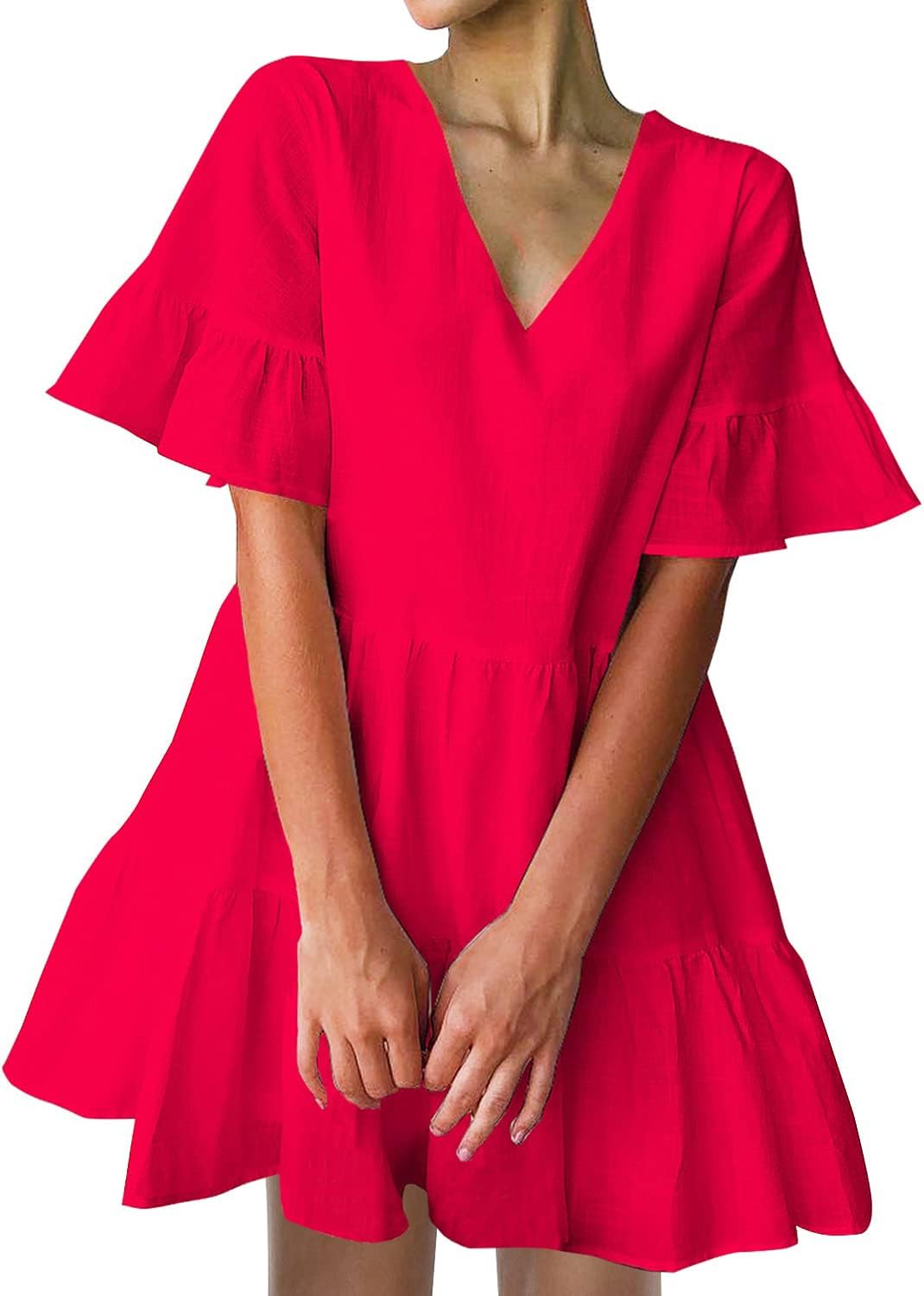 Cute V Neck Shift Dress with Pockets for Summer Fun