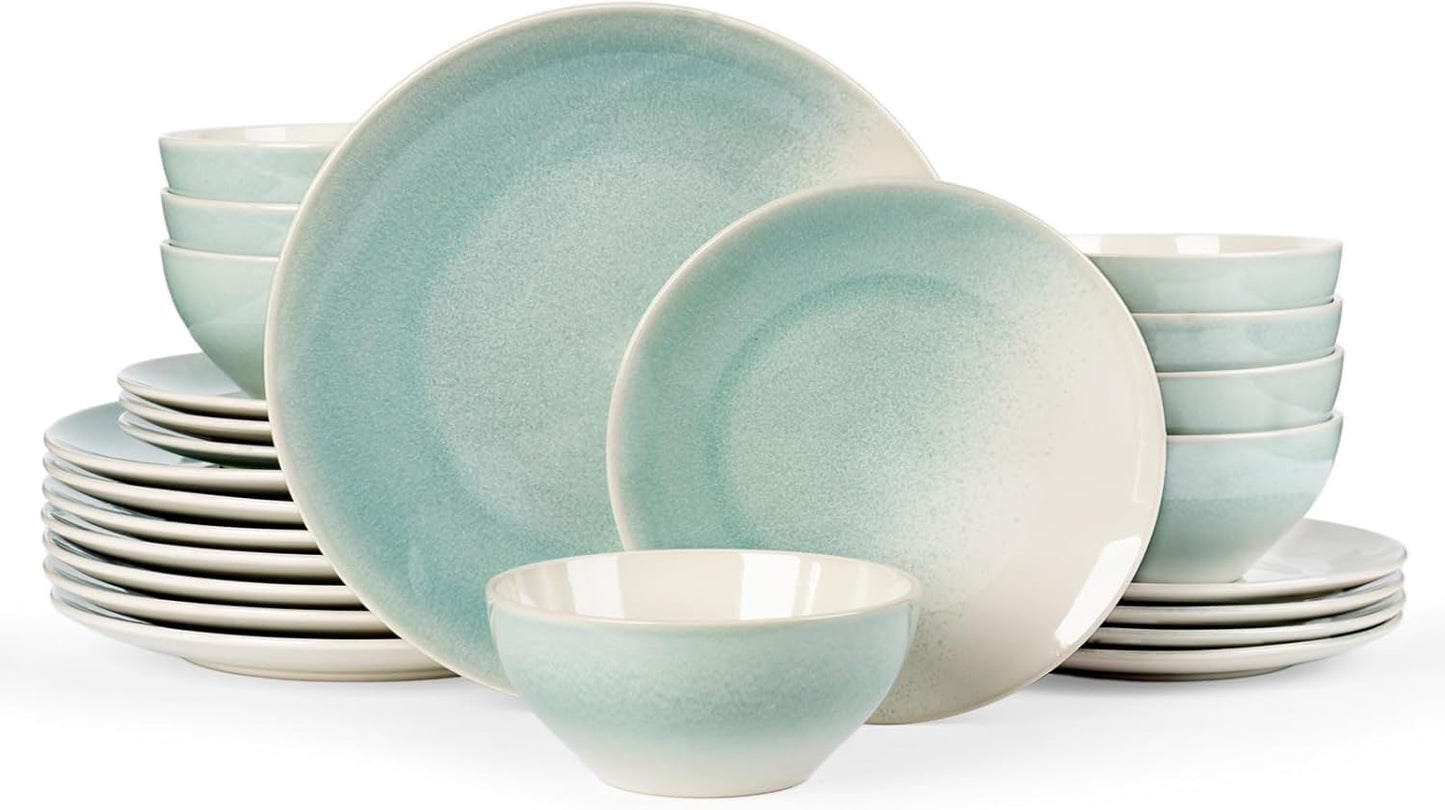 Famiware Glacier Dinnerware Sets for 8 - Stoneware Tableware