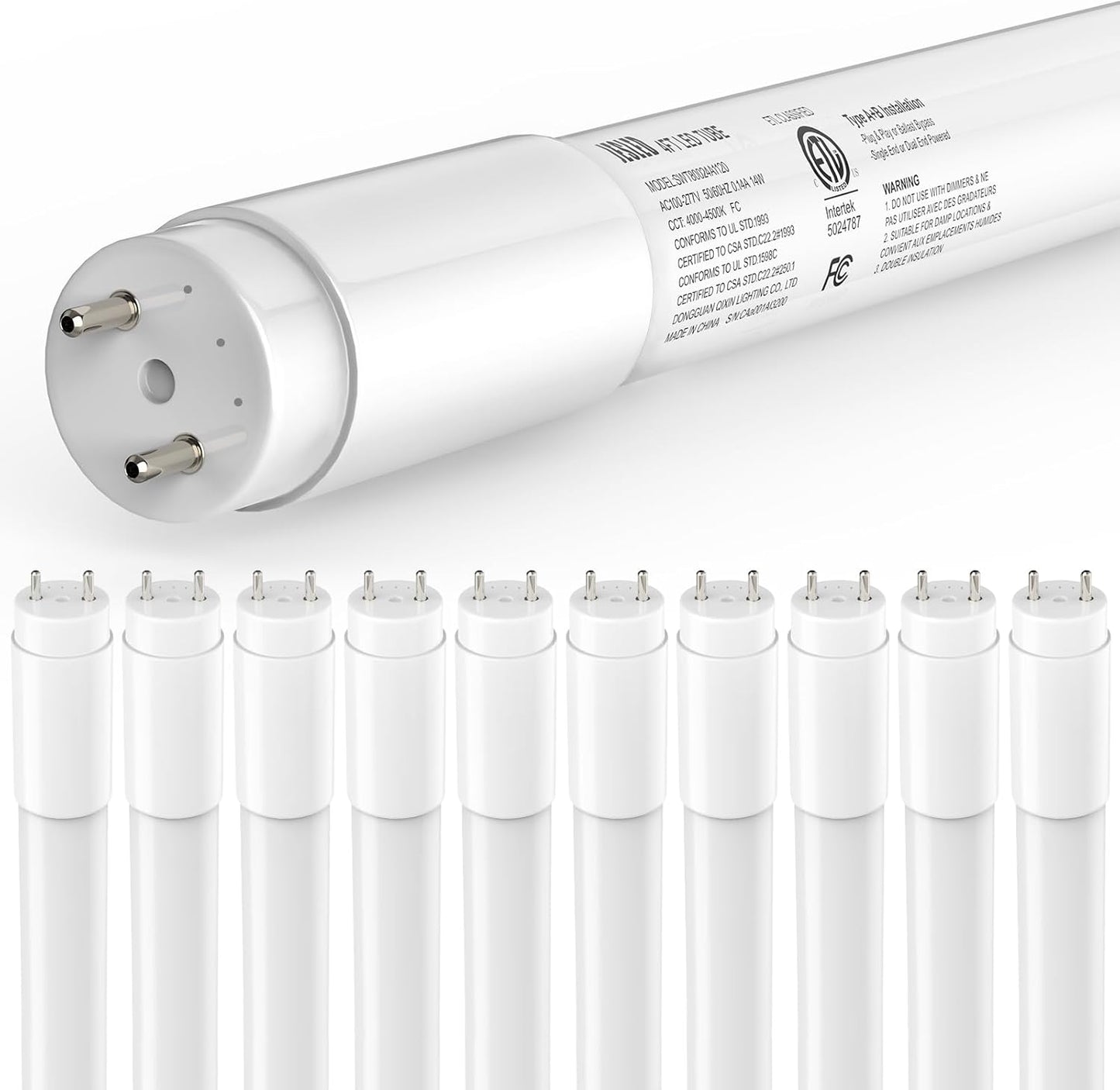 JESLED 10Pack T8 LED Bulbs 4FT Fluorescent Replacement 14W
