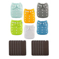 ALVABABY 6 Pack Baby Cloth Diapers with 12 Charcoal Inserts - Reusable