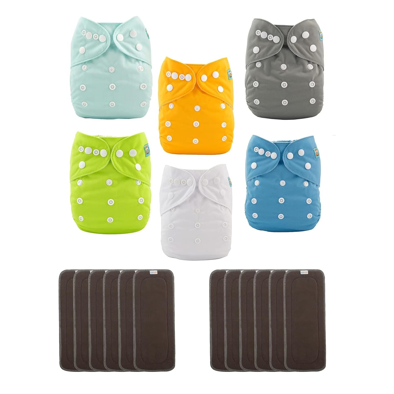 ALVABABY 6 Pack Baby Cloth Diapers with Charcoal Inserts for Comfort