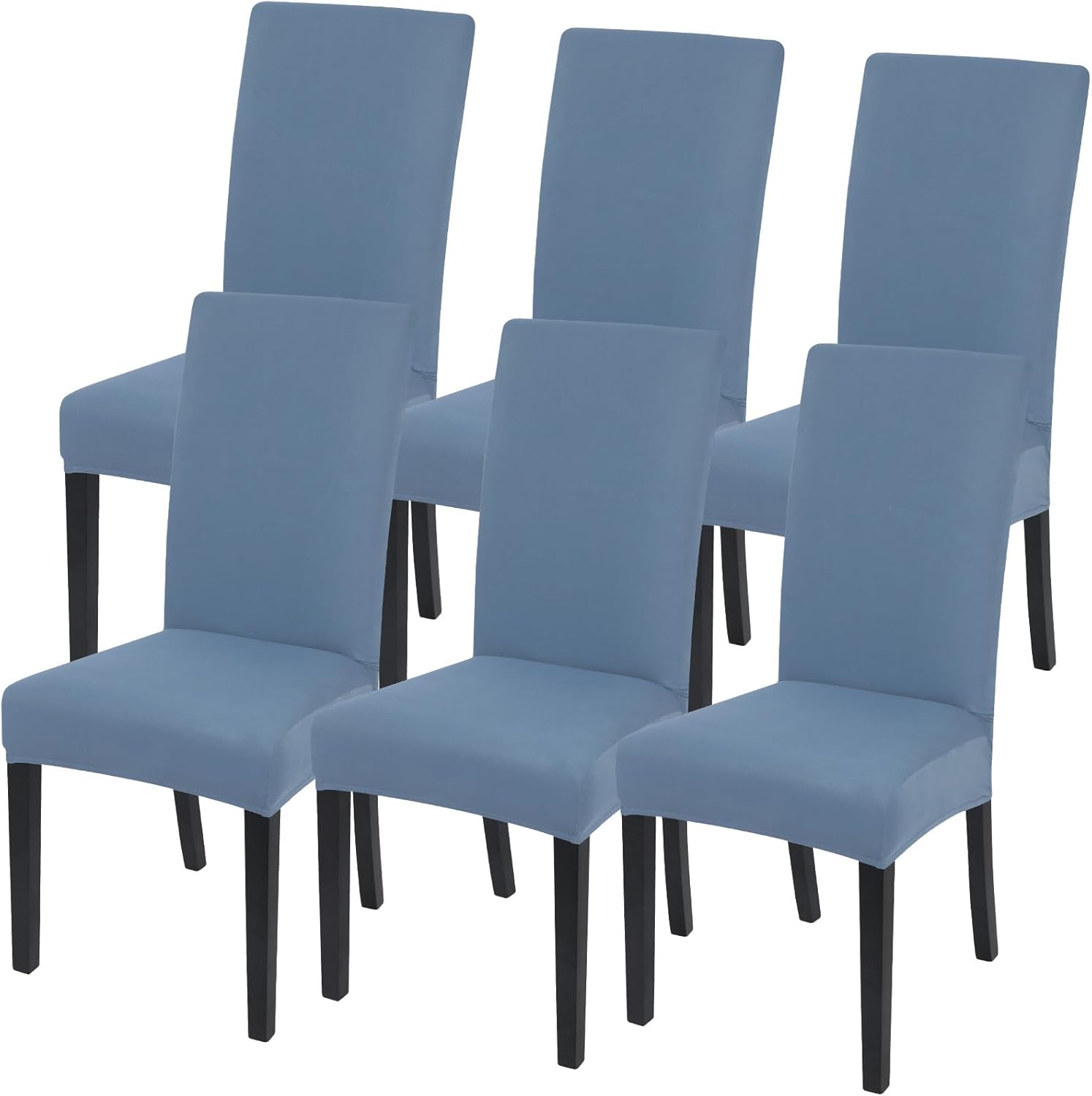 Stretch Solid Color Dining Room Chair Covers Set of 6 for Style