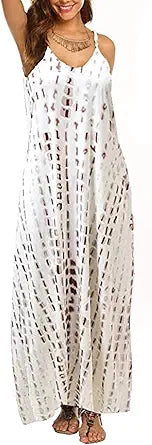 Supnier Women's Summer Casual Floral Maxi Dress with Pockets