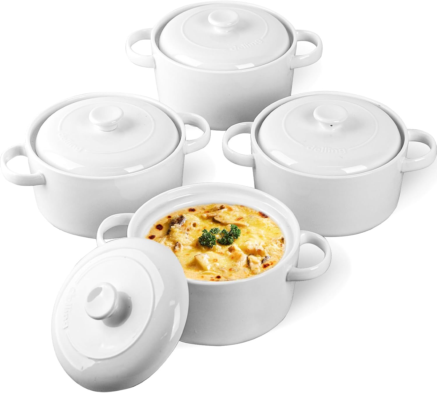 DELLING 28 Oz Soup Bowls with Handles and Lids for Any Meal