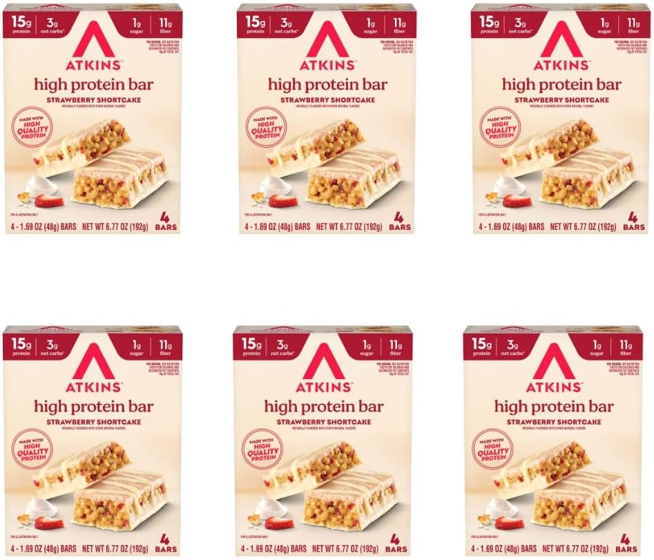 Atkins Strawberry Shortcake Protein Bars for Low Carb Diets