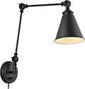 WINGBO Vintage Adjustable Swing Arm Wall Lamp - Foldable Black Wall